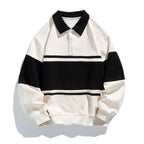 Polo sudadera unisex de rayas con manga larga