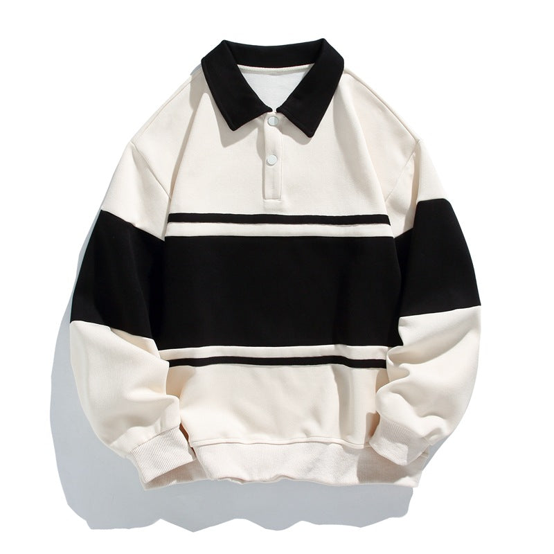 Polo sudadera unisex de rayas con manga larga