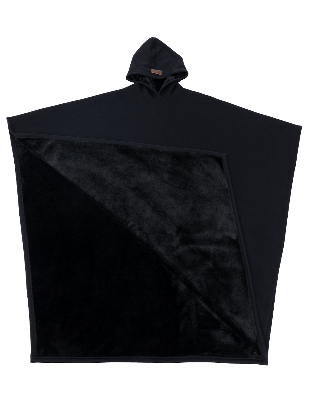Poncho unisex con cappuccio, taglio ampio, fodera