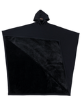 Poncho unisex con cappuccio, taglio ampio, fodera