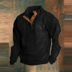 Sweatshirt de mulher com costura de contraste, decote em V e corte folgado