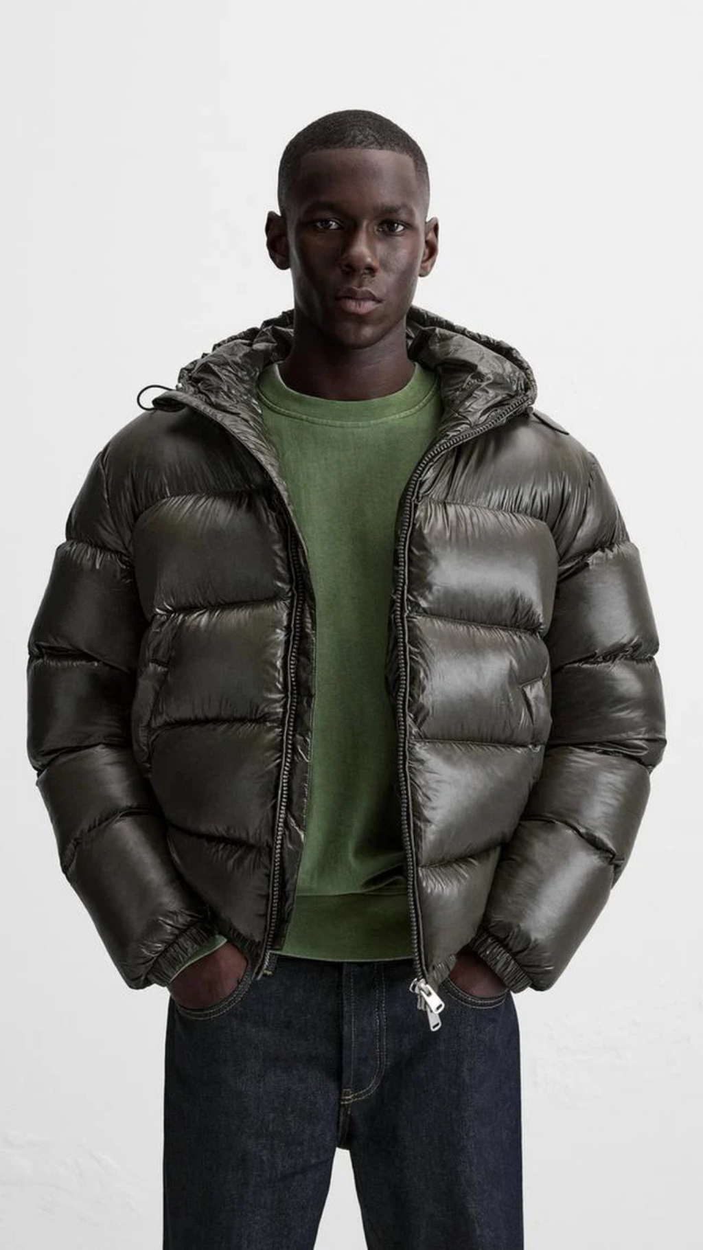 Veste mixte matelassée à capuche, manches longues, zip
