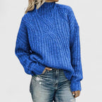 Jersey de mujer de cuello alto de punto trenzado