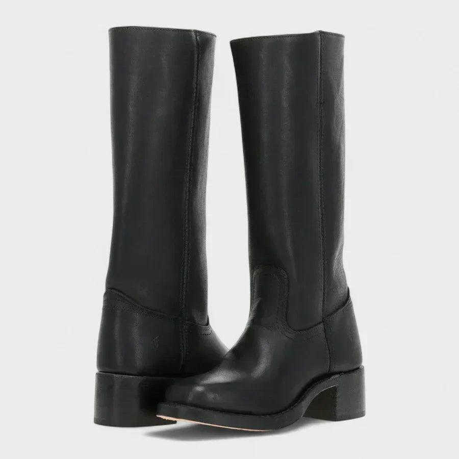 Stivali donna retro, alti, con tacco basso
