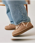 Zapatillas de invierno de mujer con forro de pelo, abrigadas