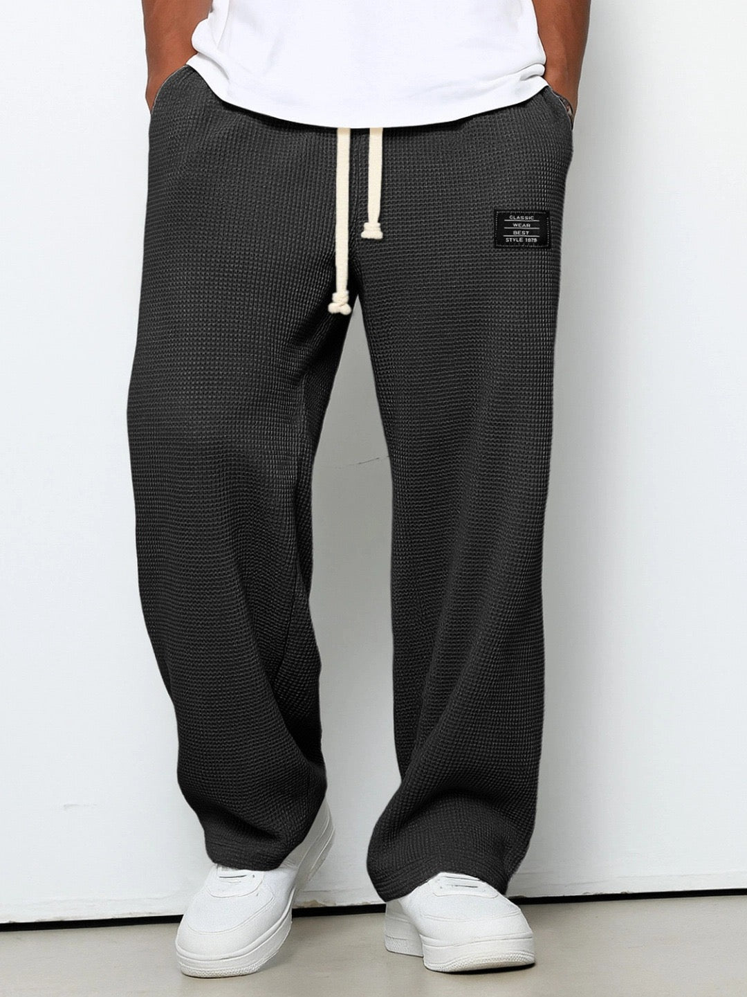 Joggingbukser til mænd med brede ben og snøre