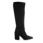 Botas altas de mujer negras de tacón ancho con cremallera