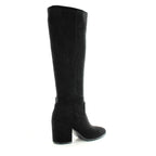 Botas altas de mujer negras de tacón ancho con cremallera