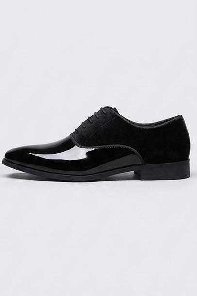 Pantofi Oxford bărbătești lăcuiți cu finisaj velur
