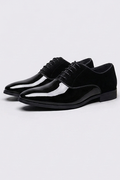 Pantofi Oxford bărbătești lăcuiți cu finisaj velur