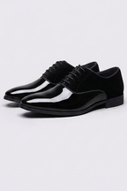 Pantofi Oxford bărbătești lăcuiți cu finisaj velur