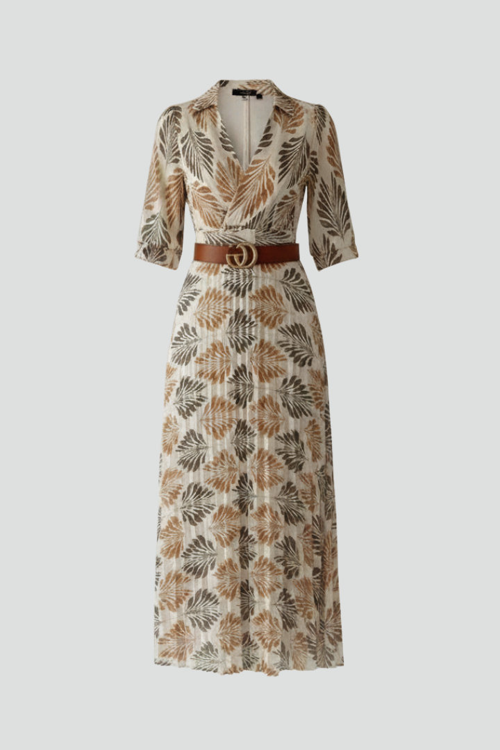 Robe longue femme à motif, manches coudes