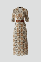 Robe longue femme à motif, manches coudes