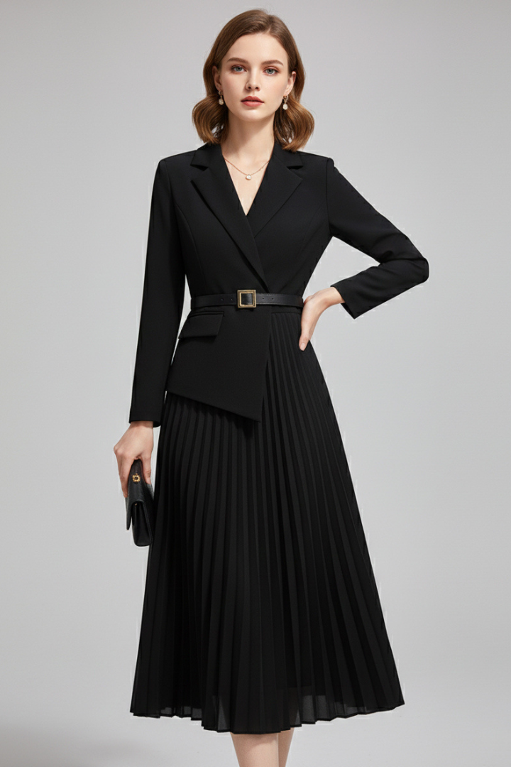 Vestito donna stile blazer con cintura