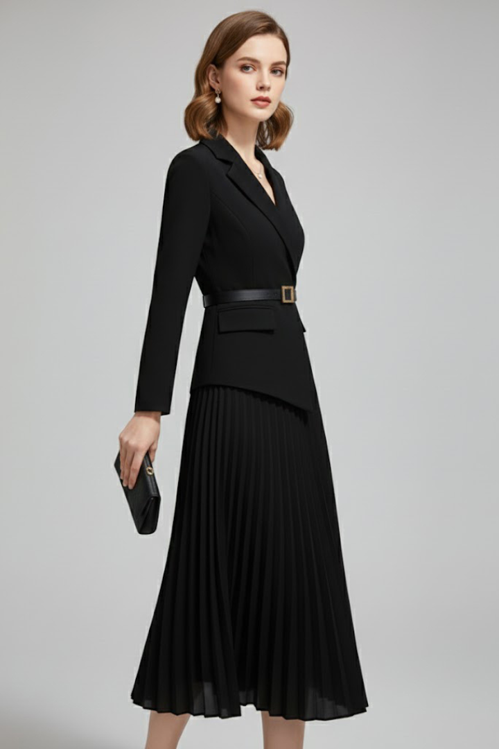 Vestito donna stile blazer con cintura