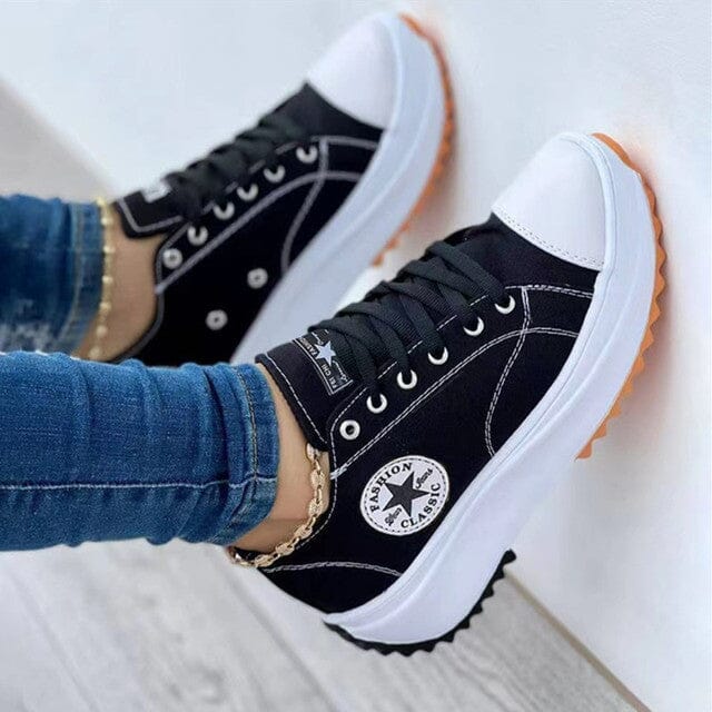 Sneakers donna con lacci e plateau con suola decorativa