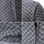 Maglione uomo con motivo geometrico, collo a listino e zip