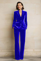 Costum din velur de damă, două piese, sacou, pantaloni