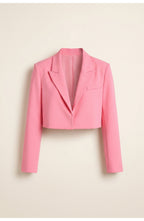 Veste de tailleur femme courte à revers et manches longues