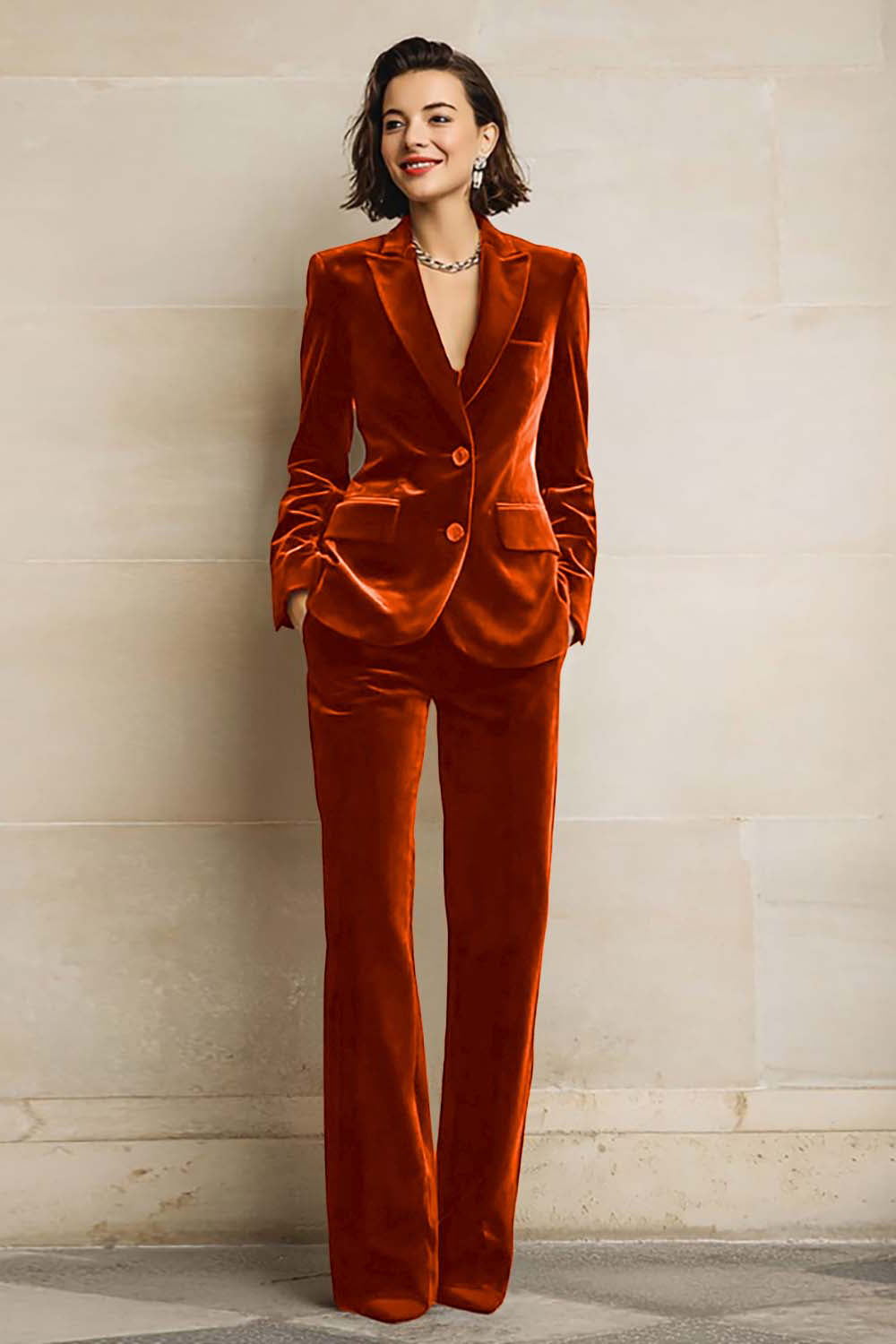 Costum din velur de damă, două piese, sacou, pantaloni