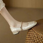Pantofi Mary Jane de damă cu baretă decorativă și toc jos