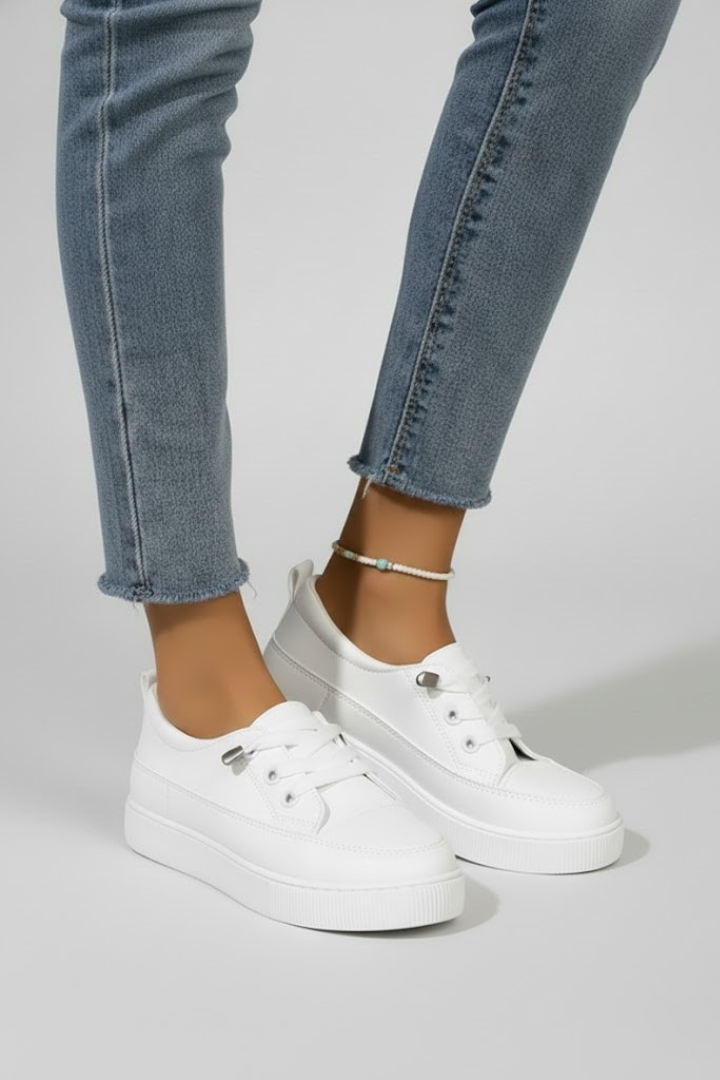 Damskie Sneakersy z Okrągłym Noskiem i Płaską Podeszwą