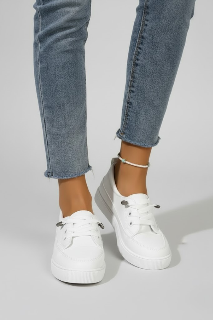 Damskie Sneakersy z Okrągłym Noskiem i Płaską Podeszwą