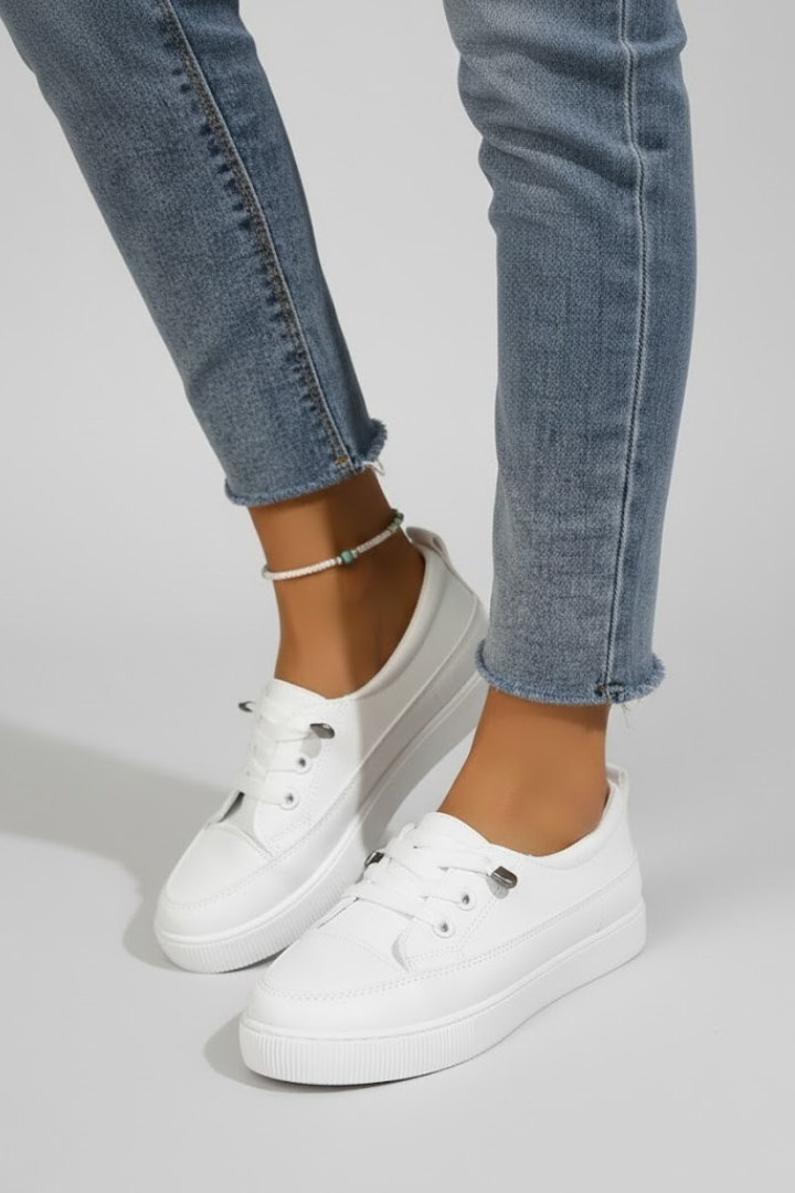 Damskie Sneakersy z Okrągłym Noskiem i Płaską Podeszwą