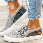 Mocasines de mujer sin cordones de patchwork con estampado animal