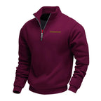 Maglione uomo con collo a listino e cerniera 1/4