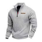 Maglione uomo con collo a listino e cerniera 1/4