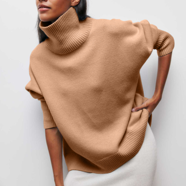 Jersey de cuello alto de mujer de manga larga y corte holgado