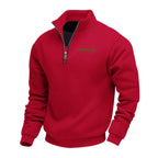 Maglione uomo con collo a listino e cerniera 1/4