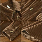 Camicia uomo in velluto a coste con tasche, manica lunga