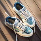 Sneakers unisex med malet tryk og snøring