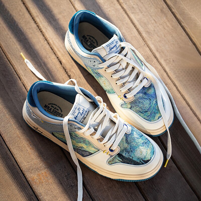 Sneakers unisex con stampa pittorica, con lacci