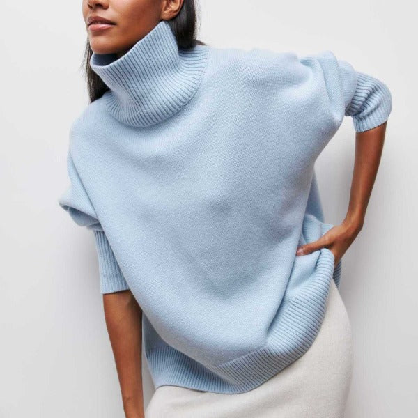 Jersey de cuello alto de mujer de manga larga y corte holgado