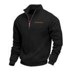 Maglione uomo con collo a listino e cerniera 1/4