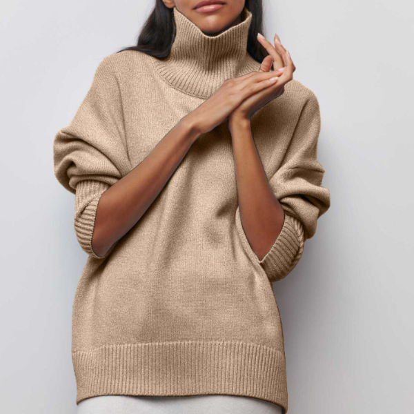 Jersey de cuello alto de mujer de manga larga y corte holgado