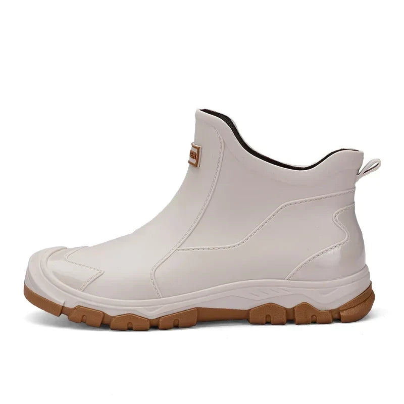 Stivali da pioggia donna corti, slip-on, con suola spessa