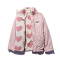 Giacca donna reversibile con motivo di cuori e collo alto