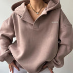 Maglione donna con cappuccio, rifinitura decorativa e bordi a coste