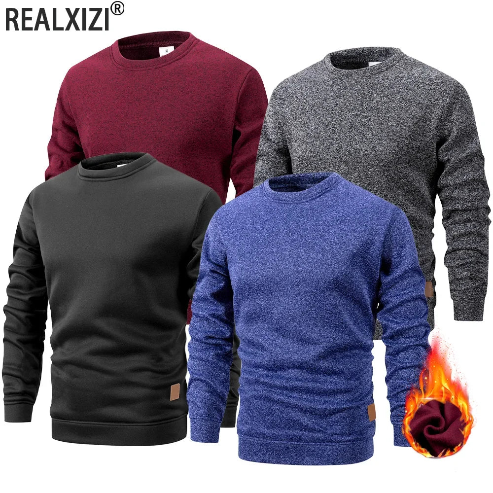 Sweat homme chiné à col rond et manches longues
