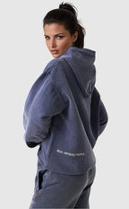 Sudadera de mujer con capucha azul con estampado