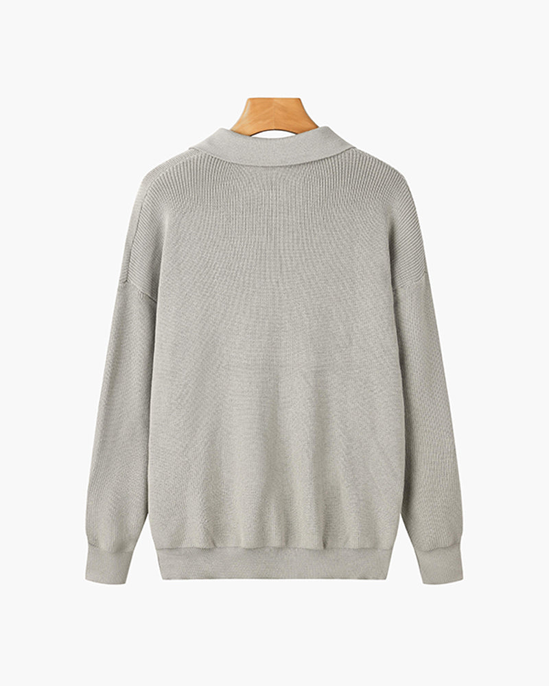 Pull homme à col et fermeture éclair courte