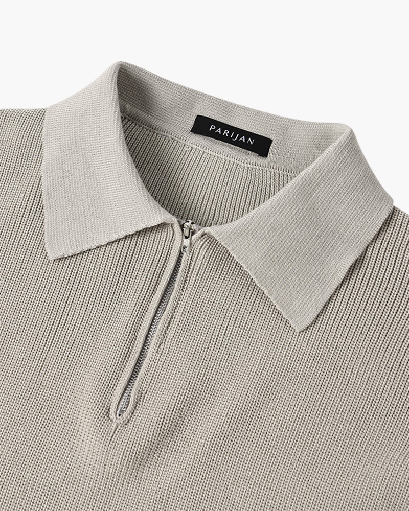 Pull homme à col et fermeture éclair courte