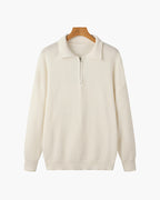 Jersey de hombre de canalé con cuello de polo y cremallera