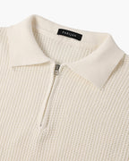 Jersey de hombre de canalé con cuello de polo y cremallera