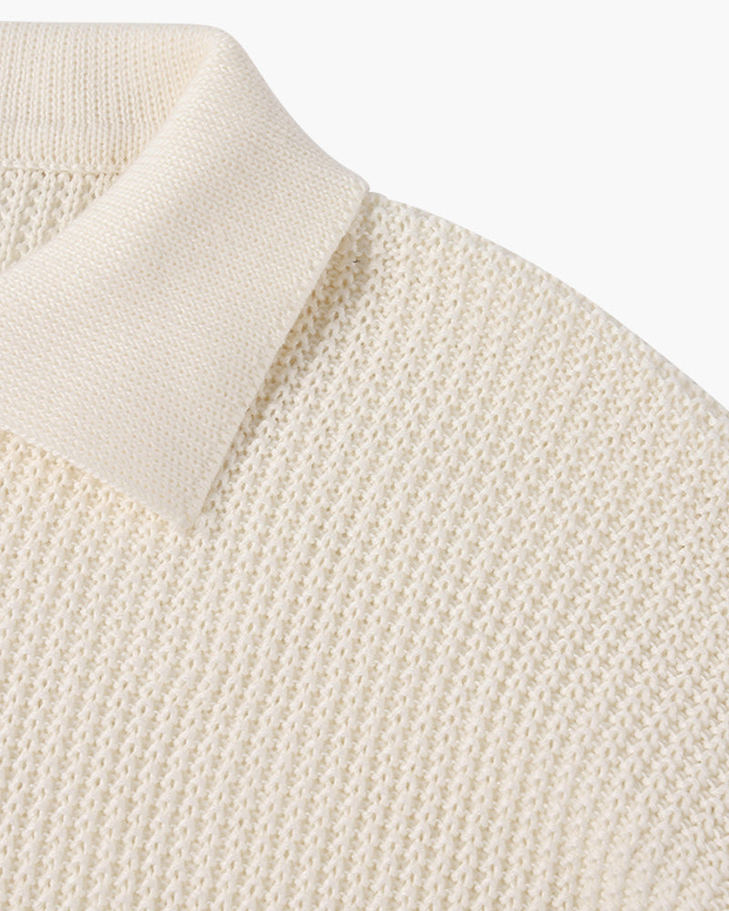 Jersey de hombre de canalé con cuello de polo y cremallera