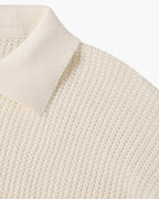 Jersey de hombre de canalé con cuello de polo y cremallera